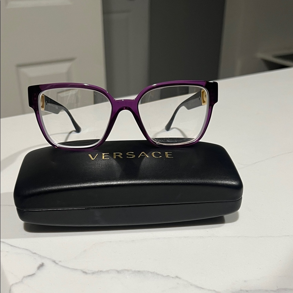 Versace Violet Frame Glasses, just put in your prescription lenses. Like new,.